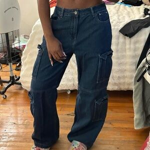 Low rise carpenter cargo jeans